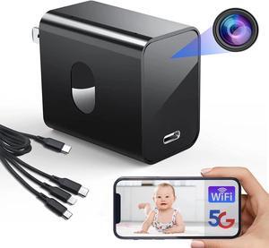 4K Nanny Camera Supports 2.4G&5G WiFi, Mini Hidden Camera Charger with Motion Detection, Night Version, Nanny Cam Hidden Camera, Small Hidden Camera Wireless Security Camera with Motion Detection
