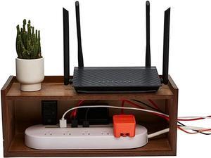 Routers WiFi Wireless Router Rack Data Cable Power TV Socket Storage Box for Plug-in Row Shielding Plug-in Board (Color : Brown, Size : 37.514.815cm)