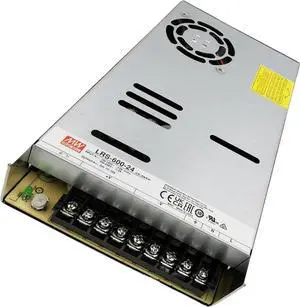 Mean Well 600W Single Output Switching PC Bench Power Supply Dc Power Supply Variable Computer 24V 25A (LRS-600-24 24V/25A/600W/Single Supply)