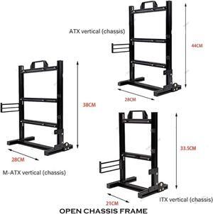 Computer Case DIY Gamer Cabinet ITX MATX ATX Chassis,Computer Case Open Frame Rack,MOD Cooling Desktop Gaming PC Cabinet Dynamic(Black M-ATX)