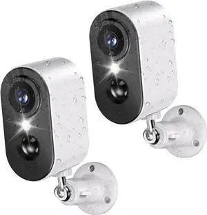 LIWAN Security Cameras Wireless Outdoor 2-Pack, 2K Battery Powered Cameras for Home Security, WiFi Surveillance Indoor Camera with Color Night Vision, PIR Detection, Waterproof, Cloud/Local Storage