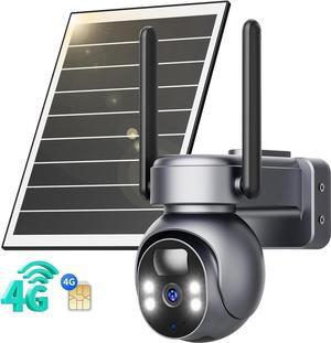 LIWAN 4G LTE Cellular Security Camera Wireless Outdoor, No WiFi Solar Security Camera, 360°Live View, 2K Color Night Vision, 2 Way Talk, PIR Motion Sensor, Built-in SIM Card, Unlimited Data Plan