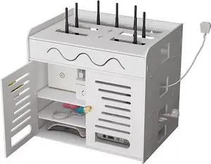 Wireless Router Storage Box Router Fences Floating TV Stand, WiFi Router Storage Box, Wall Hanging Router Decorative Box, Cable Organizer Power Charger Storage Organizer Hide Box