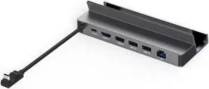 Docking Station for Steam Deck/ROG Ally X/Legion Go/Claw, 6-in-1 Steam Deck Dock with HDMI 4K@60Hz, Giga-bit Ethernet, 3 USB-A 3.0 and 100W Charge, Compatible with Steam Deck OLED