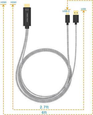 USB C to HDMI Cable with USB Charge 6FT, CableCreation Type C to HDMI Cord Compatible with MacBook/Pro/Air, Galaxy S20/ S10, LG G5/ Q8/ V20, OnePlus 7(Pro)/ 7T (Pro), HDMI to USB C