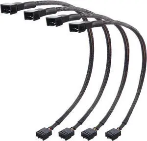 Cable Matters 4-Pack, PWM 4 Pin Fan Extension Cable - 12 inches (PC Fan Extension Cable, PWM Fan Extension Cable, PWM Extension Cable)