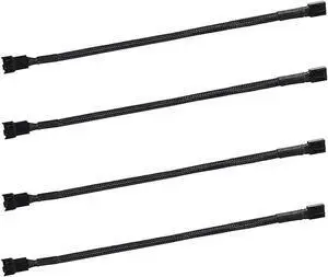 4-Pin PWM Fan Splitter Cable11.8 Sleeved Braided Adapter Computer PC Fan Power Extension Cable Converter for Computer ATX Case 3-Pin/4-Pin Cooling Fan Cable (Case Male to Female) (4-Pack)