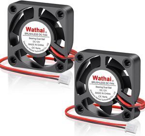 Wathai 40mm x 10mm DC 12 Volt Brushless Cooling Fan 12V Dual Ball Replacement Fans for DIY 3D Printer, Amplifier, Computer, Devices, Battery Chargers, Raspberry pi, Laptops, and DVR Cooling 2Pack