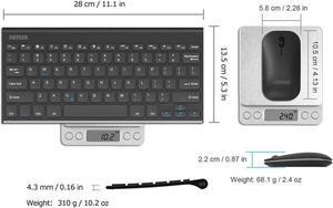 Arteck Bluetooth Keyboard and Mouse Combo Ultra Compact Slim Stainless Full Size Keyboard and Ergonomic Mice for Computer/Desktop/PC/Laptop/Surface and Windows 10/8/7 Built in Rechargeable Battery