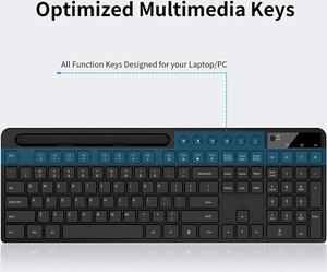 Wireless Keyboard and Mouse Combo, MARVO 2.4G Ergonomic Wireless Computer Keyboard with Phone Tablet Holder, Silent Mouse with 6 Button, Compatible with MacBook, Windows (Black)