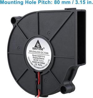 GDSTIME 75mm USB Fan, 75mm x 15mm Blower Fan, 5V DC Brushless Cooling Fan For Laptop
