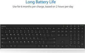 Arteck 2.4G Wireless Keyboard Stainless Steel Ultra Slim Full Size Keyboard with Numeric Keypad for Computer/Desktop/PC/Laptop/Surface/Smart TV and Windows 10/8/ 7 Built in Rechargeable Battery