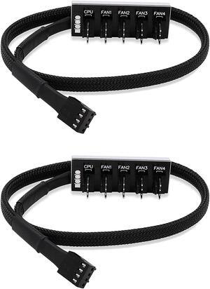 (2 Pack) 4-Pin PWM PC Case Fan Hub Power Supply Cable 1 to 5 Way Splitter PC Motherboard Fan Power Extension Cable Cord for ATX Computer Case 4-Pin and 3-Pin Cooling Fans