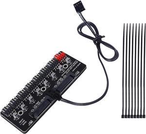 MEIRIYFA Chassis Fan Hub 3 Pin 4 Pin PWM PC CPU Cooling Fan Hub, 8 Way 12 V Cooling Fan Splitter Controller Hub - SATA Interface Power Supply