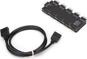 ASHATA Computer Fan RGB Hub,Computer 10-Channel RGB Hub,PC MOD Motherboard RGB Fan Extension Cable,RGB LED Splitter Hub,Suitable for PC Desktop Computer Motherboard(5V 3-Pin)
