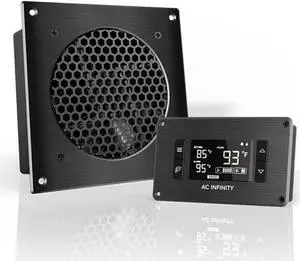 AC Infinity AIRPLATE T3, Quiet Cooling Fan System 6" with Thermostat Control, for Home Theater AV Cabinets