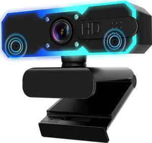 NBPOWER 1080P 60FPS Streaming Camera Webcam with Microphone and Fill RGB Light,Autofocus,Work with Laptop/Desktop Computer/Winsdows/Mac OS/PC Computer for Camera