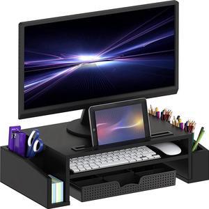 Simple Houseware Desk Monitor Stand Riser with Adjustable Organizer tray, Black