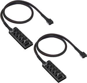 CERRXIAN 4 Pin PWM Fan Hub Splitter Power Supply Cable 1 to 5 Way PC CPU Cooling Case Fan Power Extension Cable for ATX Computer Case 4-Pin & 3-Pin Cooling Fans(14.8inch)(2-Pack)