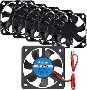 6pcs 5010 12V Sleeve Bearing Cooling Fan 50mm Silent Cooling DC 12V 0.08A Silent Quiet DC Brushless Cooling Fan 3D Printer Cooling Fan with 2Pin Wire