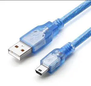 Transparent blue mini usb 5-pin T-port data cable, MP3 mobile phone camera hard drive 5PV3 charging cable