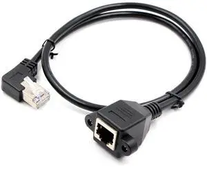 Up, down, left and right bent RJ45 elbow extension cable with ears, screw holes, 90 degrees, Category 5 100M network extension cable