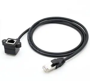 90-degree elbow network cable extension cord with ears, rj45 male to female elbow extension cord with ears