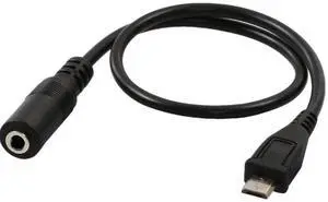 Connect a DC3.5mm female to mini5P male /Micro5P male microphone headset to a mobile phone audio cable adapter
