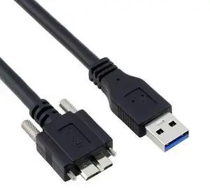 USB3.0 to Micro-b industrial camera cable, 3.0AM to Micro-B portable hard drive data cable with screws, USB3.0 to