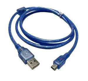 Transparent blue mini usb 5-pin T-port data cable, MP3 mobile phone camera hard drive 5PV3 charging cable