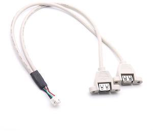 Bejise motherboard 9-hole to dual usb cable motherboard DuPont 9-pin to usb 2.0 female USB baffle cable with screws