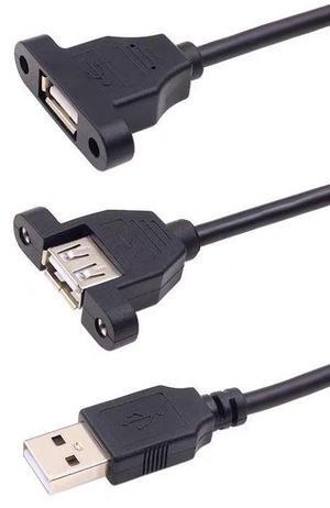 USB 2.0 male-to-female extension cable with head cover and ears USB male-to-female extension cable with full head cover and screw holes
