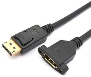 DP male-to-female extension cable with ears that can fix the computer monitor display port. Male-to-female high-definition cable