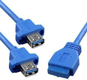 Motherboard USB 3.0 20-pin to dual USB 3.0 female adapter /USB 3.0 20p to 2USB 3.0 cables