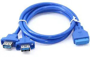 DIY case USB3.0 front 19-pin / 20-pin female adapter 2-port usb3.0 female adapter ear cover panel cable