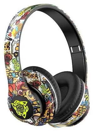 Cross-border bestsellers, graffiti over-ear Bluetooth headphones, glowing national trend, true wireless music, sports headsets, and universal for mobile phones