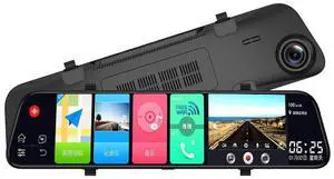 New dashcam, Hisilicon 2K high-definition connected 4G streaming media full-screen smart video recorder, rearview mirror navigation