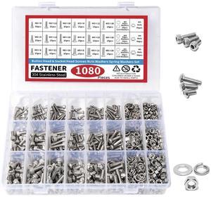 1080PCS nut and bolt combination kit M3M4M5 round head knurled head 304 stainless steel Cross-border bestseller
