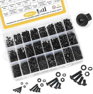 2000 metric bolt combination kit, M2, M3, M4, M5 screws with locks and flat washers,10.9 grade alloy steel