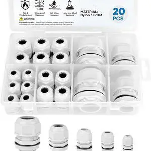 20PCS IP68 waterproof cable cover kit nylon NPT adjustable cable connector classified box