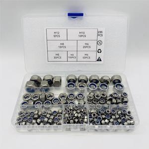 235/250PCS stainless steel nylon lock nut kit, metric size M3-M12 best-selling cross-border combination