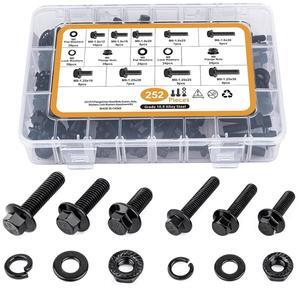 252 pieces of M6M8 flange hexagon head bolt, nut and washer kit, 10.9 alloy steel black galvanized cross-border