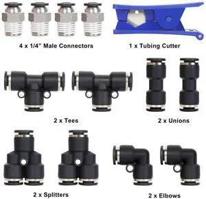 The cross-border best-selling combination of 1/4-inch outer diameter pneumatic joint push-in type and 32.8-foot polyurethane PU pipe