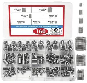 160-piece wire insertion screw sleeve Classification Kit - Durable 304 stainless steel wire and screw sleeve thread repair cross-border