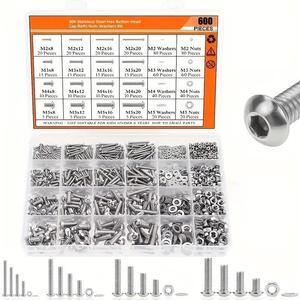 600 pieces of 304 stainless steel button head hex socket screw nut washer set M2, M3, M4, M5 are selling well across borders