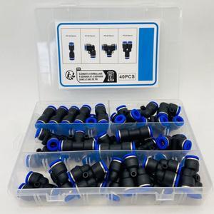 A total of 40 pieces of 8mm pneumatic quick coupling accessories, including 10 distributors, 10 elbows, 10 straight connectors and 10 tees, are cross-border combined