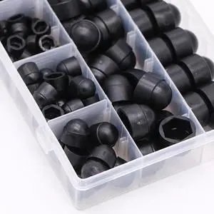 145 pieces of black hexagonal nut cap set injection-molded cap type screw protection cap M4-M12 bolt dust cover cap
