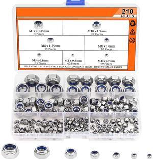 210PCS 304 stainless steel lock nut combination box cross-border supply, M3-M12 multiple specifications available