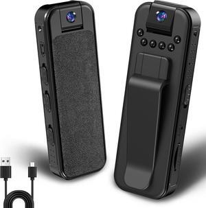 Mini Body Camera, Worn Camcorder, Sport Cam, 1080P Portable Cam with Night Vision, 180° Ratatable Lens, Sturdy Clip for Cycling Law Enforcement Working up to 128GB SD Card (Not Included)