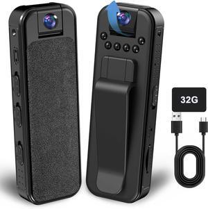 Mini Body Camera, 1080P Portable Camcorder, Body Worn Cam, Sport Camera with 32GB SD Card, Night Vision for Cycling Climbing Security, No WiFi Needed